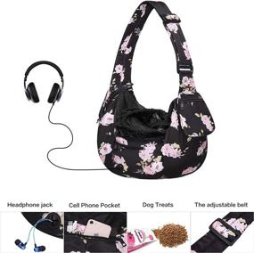 img 2 attached to 🐶 MOSISO Camellia Dog Cat Sling Carrier - Hands Free Adjustable Pet Tote Bag with Padded Strap, Breathable Polyester Soft Travel Shoulder Bag for Small Dog Cat - Includes Front Pocket