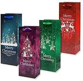 img 1 attached to Set of 12 Christmas Wine Gift Bags with Handles and Gift Tags - Holiday Themed, Heavy-Duty Glitter Wine Bottle Bags for Home, Table Party Decorations. Bulk Pack Liquor/Beer Totes