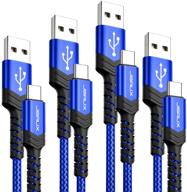 jsaux usb кабель type c 3a быстрой зарядки - 4 шт (синий) - 10 футов + 6.6 футов + 3.3 футов + 1 фут - плетеный usb a к c зарядный шнур - совместим с samsung galaxy s10 s9 s8 plus note 10 9 8, moto z, lg v20 g8 g7 и другими. логотип