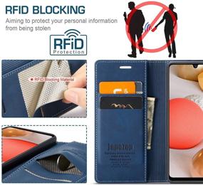 img 2 attached to 📱 Samsung Galaxy A42 5G Case Wallet with RFID Blocking, Card Holder, Kickstand, Magnetic Closure - Blue Leather Flip Case for Samsung Galaxy A42 5G 6.6 inch