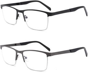 img 4 attached to 👓 Men's 2 Pack Metal Half-Frame Blue Light Blocking Reading Glasses for Anti UV/Eye Strain