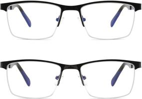 img 3 attached to 👓 Men's 2 Pack Metal Half-Frame Blue Light Blocking Reading Glasses for Anti UV/Eye Strain