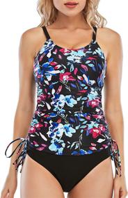 img 4 attached to 👙 HappyDock Women's Strappy Tankini Printed Swimsuits - Clothing & Swimwear Collection: Swimsuits & Cover Ups