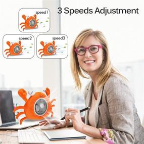 img 1 attached to 🦀 EDLDECCO Cute Stuffed Crab Frog Portable Fan - USB Rechargeable Personal Fan with 3 Speeds, Quiet Operation, 45° Adjustable Head - Ideal for Home Office, Travel, Kids Gifts - Desk Table Small Cooling Fan