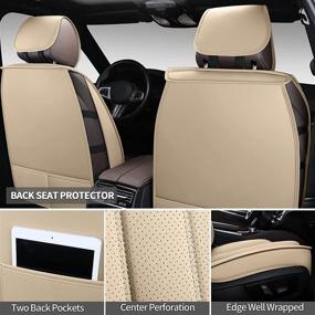 img 1 attached to 🚗 SPEED TREND Leather Car Seat Covers - Premium PU Leather &amp; Universally Fits Auto Interior Accessories: Automotive Vehicle Cushion Cover for Most Cars, SUVs, Trucks (ST-003 Front Pair, TAN)