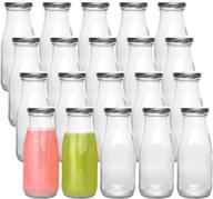 🥛 vintage clear glass milk bottles with airtight lids - set of 20 | perfect for breakfast shakes, parties, and kids logo