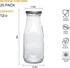 img 3 attached to 🥛 Vintage Clear Glass Milk Bottles with Airtight Lids - Set of 20 | Perfect for Breakfast Shakes, Parties, and Kids