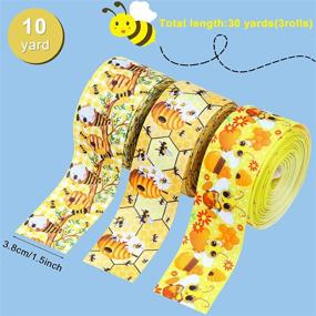 img 3 attached to 🐝 30 Yards of 1.5 Inch Yellow Bee Daisy Flower Craft Ribbon with Wired Edge - Bumble Bee Ribbon for DIY Crafts, Party Decoration, and Wrapping