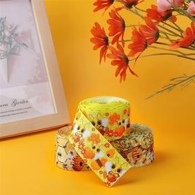 img 1 attached to 🐝 30 Yards of 1.5 Inch Yellow Bee Daisy Flower Craft Ribbon with Wired Edge - Bumble Bee Ribbon for DIY Crafts, Party Decoration, and Wrapping