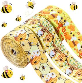 img 4 attached to 🐝 30 Yards of 1.5 Inch Yellow Bee Daisy Flower Craft Ribbon with Wired Edge - Bumble Bee Ribbon for DIY Crafts, Party Decoration, and Wrapping