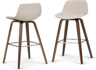 🪑 simplihome randolph mid century modern bentwood counter height stool (set of 2) with natural linen-like fabric upholstery logo