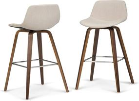 img 4 attached to 🪑 SimpliHome Randolph Mid Century Modern Bentwood Counter Height Stool (Set of 2) with Natural Linen-Like Fabric Upholstery