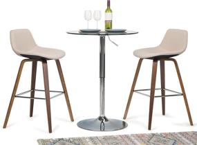 img 3 attached to 🪑 SimpliHome Randolph Mid Century Modern Bentwood Counter Height Stool (Set of 2) with Natural Linen-Like Fabric Upholstery