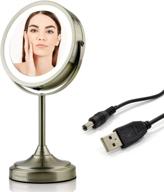 💡 ovente lighted vanity mirror with 360 degree rechargeable double sided spinning 7'' circle led, 1x 7x magnification, ideal for makeup and grooming, usb plug operated, nickel brushed - mctr70br1x7x logo