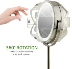 img 1 attached to 💡 Ovente Lighted Vanity Mirror with 360 Degree Rechargeable Double Sided Spinning 7'' Circle LED, 1X 7X Magnification, Ideal for Makeup and Grooming, USB Plug Operated, Nickel Brushed - MCTR70BR1X7X