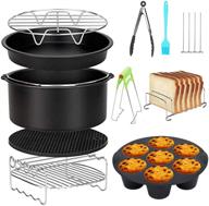 🍗 enhance your air frying with 10-piece air fryer accessories for cosori gowise philips cozyna airfryer xl - includes bonus 4-piece barbecue needle set (black) логотип