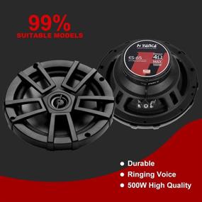 img 2 attached to 🔊 H YANKA ES-Series 6.5 Car Speakers - Full Range Stereo 500 Watt Max 2-Way Coaxial Car Audio Speaker Set - Professional Car Speaker with No Distortion and Stereo Sound - Y30 Magnet Woofer and NdFeB Tweeter - 1 Pair