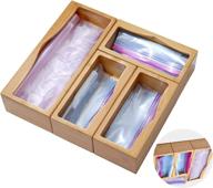 🎋 bamboo ziplock bag storage organizer for drawer - food storage bag organizer and dispenser compatible with ziploc, glad, gallon, quart, sandwich & snack bags (4 piece set) логотип