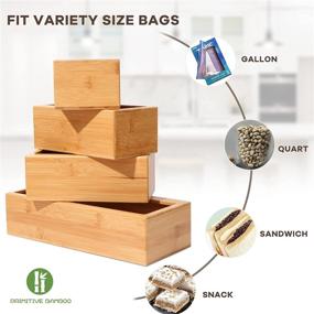 img 1 attached to 🎋 Bamboo Ziplock Bag Storage Organizer for Drawer - Food Storage Bag Organizer and Dispenser Compatible with Ziploc, Glad, Gallon, Quart, Sandwich & Snack Bags (4 Piece Set)