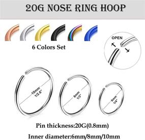 img 3 attached to 💍 46Pcs 20G Nose Rings Set Surgical Steel Hoop and Studs Screw Nose Piercing Jewelry for Women Men - Hypoallergenic Nose Rings