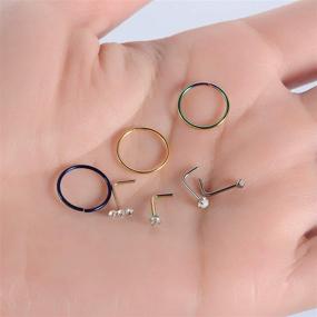 img 2 attached to 💍 46Pcs 20G Nose Rings Set Surgical Steel Hoop and Studs Screw Nose Piercing Jewelry for Women Men - Hypoallergenic Nose Rings