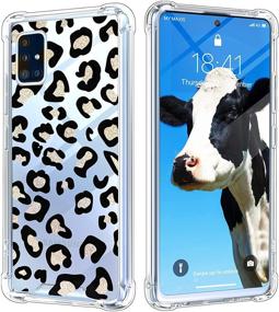 img 4 attached to 🐆 Shockproof Clear Four Corners Cushion Case for Samsung Galaxy A51 5G Black Leopard Cute Pattern - Durable Hard PC + Soft TPU Bumper for Anti-Scratch Full Body Protection Crystal Cover (6.5inch)