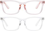 vintage square frame blue light blocking eyeglasses for 👓 men and women - clear lens, ideal for computer games logo