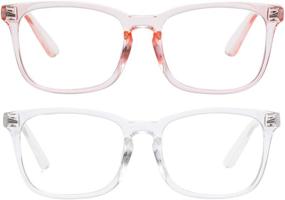 img 4 attached to Vintage Square Frame Blue Light Blocking Eyeglasses for 👓 Men and Women - Clear Lens, Ideal for Computer Games