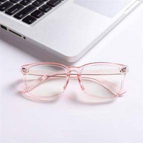 img 2 attached to Vintage Square Frame Blue Light Blocking Eyeglasses for 👓 Men and Women - Clear Lens, Ideal for Computer Games