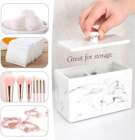 img 2 attached to 👝 Luxspire Resin Cotton Swab Holder: Stylish and Functional Canister with Lid for Cosmetics, Cotton Pads, Rounds, and More! - Ink White