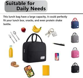 img 1 attached to 🥪 Black Insulated Lunch Bags: Reusable, Waterproof Tote for Men & Women - Multi-Pocket Lunch Boxes for Work, Office, Picnic & Outdoor Activities
