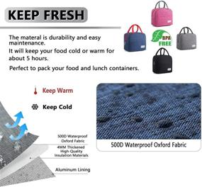 img 3 attached to 🥪 Black Insulated Lunch Bags: Reusable, Waterproof Tote for Men & Women - Multi-Pocket Lunch Boxes for Work, Office, Picnic & Outdoor Activities