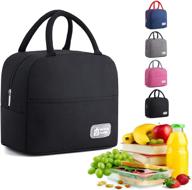 🥪 black insulated lunch bags: reusable, waterproof tote for men & women - multi-pocket lunch boxes for work, office, picnic & outdoor activities logo