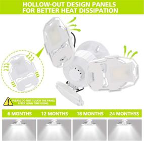 img 1 attached to 🔦 2 Packs 80W 8000lm Deformable LED Garage Lights with 90° Adjustable Panels, E26 Holder - Ideal for Garage, Warehouse, Barn, Workshop, Yard (Non-Motion Activated)