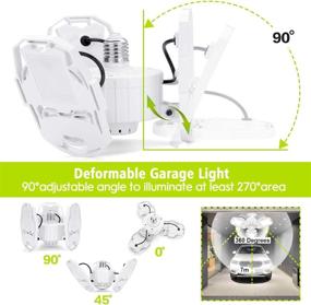 img 2 attached to 🔦 2 Packs 80W 8000lm Deformable LED Garage Lights with 90° Adjustable Panels, E26 Holder - Ideal for Garage, Warehouse, Barn, Workshop, Yard (Non-Motion Activated)