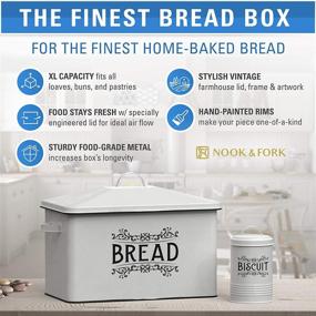 img 3 attached to 🍞 Extra Large Vintage Design Farmhouse Bread Box with Biscuit Tin - White Metal Bread Storage Container for Kitchen Counter - Bread Boxes For Kitchen-Counter XL Size