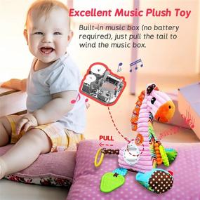 img 3 attached to 🦒 JERICETOY Baby Toy Plush Infant Toy: Musical Box, Rattles, Teether, Magic Mirror - Giraffe