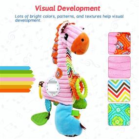 img 1 attached to 🦒 JERICETOY Baby Toy Plush Infant Toy: Musical Box, Rattles, Teether, Magic Mirror - Giraffe