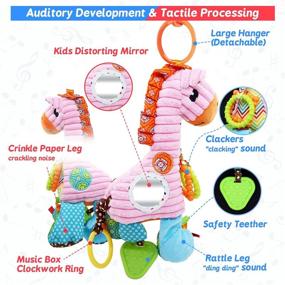 img 2 attached to 🦒 JERICETOY Baby Toy Plush Infant Toy: Musical Box, Rattles, Teether, Magic Mirror - Giraffe