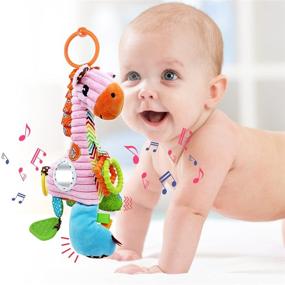 img 4 attached to 🦒 JERICETOY Baby Toy Plush Infant Toy: Musical Box, Rattles, Teether, Magic Mirror - Giraffe
