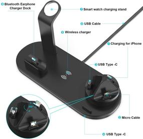 img 3 attached to 🔌 Convenient 4 in 1 Wireless Charging Station for AirPods, iPhone, and iWatch Series - Qi Fast Charger Stand Dock for iPhone12/12Pro/11/X/XR/XS/8/8P