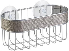 img 3 attached to Metallico iDesign Twillo Suction Shower Caddy Basket for Shampoo, Conditioner, Soap