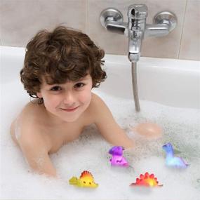 img 1 attached to 🦖 MAPIXO Light-Up Floating Dinosaur Bath Toys - 6 Packs Set for Baby Toddler Nephew - Perfect Birthday, Christmas, Easter Gift - Fun Water Bathtub Shower Pool Bath Toy for Children Preschool