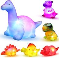 🦖 mapixo light-up floating dinosaur bath toys - 6 packs set for baby toddler nephew - perfect birthday, christmas, easter gift - fun water bathtub shower pool bath toy for children preschool logo