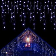 🎄 blissun 360 led icicle lights, 29.5ft 8 modes curtain fairy lights with 60 drops, blue christmas outdoor string lights for wedding halloween thanksgiving party home garden indoor decorations logo