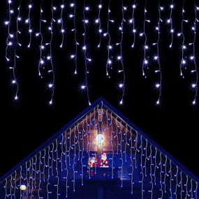 img 4 attached to 🎄 Blissun 360 LED Icicle Lights, 29.5FT 8 Modes Curtain Fairy Lights with 60 Drops, Blue Christmas Outdoor String Lights for Wedding Halloween Thanksgiving Party Home Garden Indoor Decorations