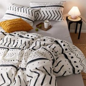 img 3 attached to 🛏️ Boho White Comforter Set Queen - Geometric Triangle Arrow Stripe - Reversible All Season 100% Cotton - 3pcs