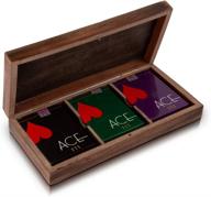 🎴 handcrafted wooden playing card holder deck box storage case organizer with premium quality 'ace' playing cards - unique birthday, anniversary, housewarming gifts for men and women логотип