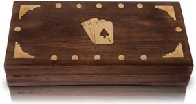 img 1 attached to 🎴 Handcrafted Wooden Playing Card Holder Deck Box Storage Case Organizer with Premium Quality 'Ace' Playing Cards - Unique Birthday, Anniversary, Housewarming Gifts for Men and Women