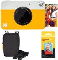 kodak printomatic instant camera (yellow) basic bundle zink paper (20 sheets) deluxe case logo